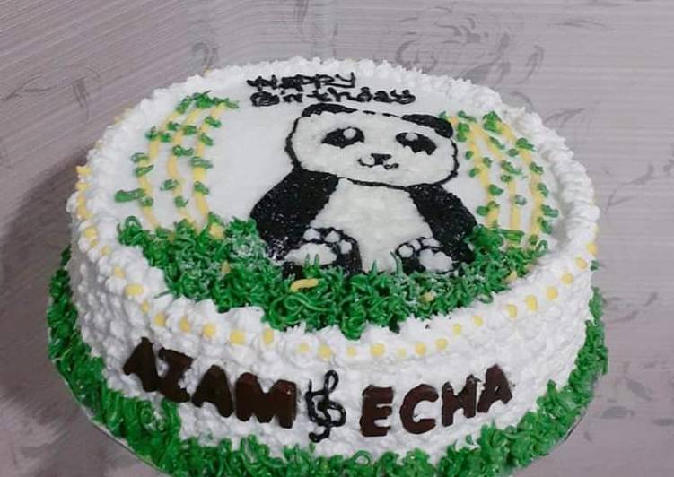 Resep Cake Panda with Pondan brownies kukus Anti Gagal