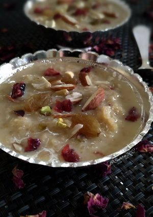 A picture of Foxtail Millet Kheer Thinai Payasam.