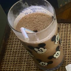 My moms coffee, peanut butter, and chocolate shake A picture of My moms coffee, peanut butter, and chocolate shake.