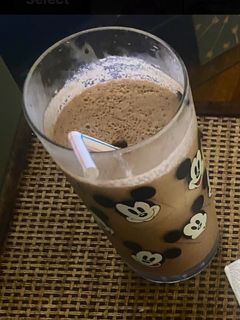 A picture of My moms coffee, peanut butter, and chocolate shake.