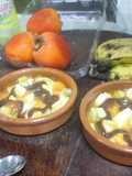 Palo santo con plátano y sirope de chocolate