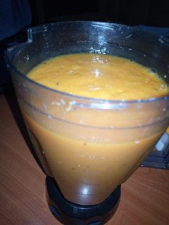 A picture of Mango watermelon and banana smoothie.