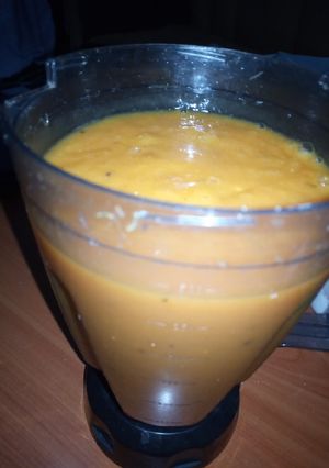 A picture of Mango watermelon and banana smoothie.