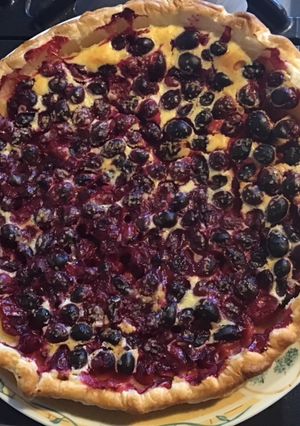 Une photo de Tarte aux cranberries fraîches et citron jaune de Sicile