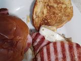 Grilled Bacon, Potato Scone and Fried Egg Bap