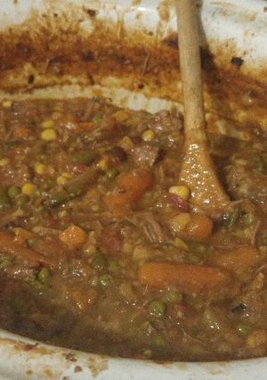 A picture of Beef and lentil stew.