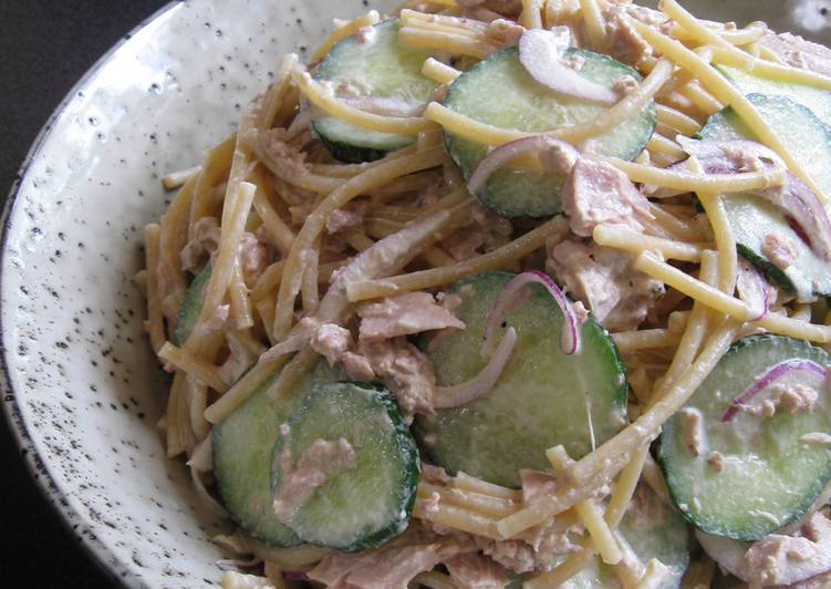 Easiest Way to Prepare Super Quick Homemade Spaghetti, Cucumber &amp; Tuna Salad