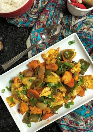 A picture of Chicken Stir Fry - South Indian flavour.