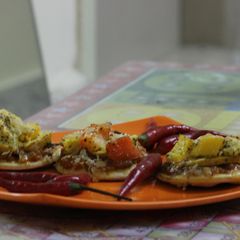 A picture of Mini pizzas with whole wheat flour!!.