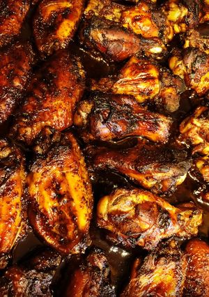 A picture of Honey Garlic BBQ Chicken Wings.