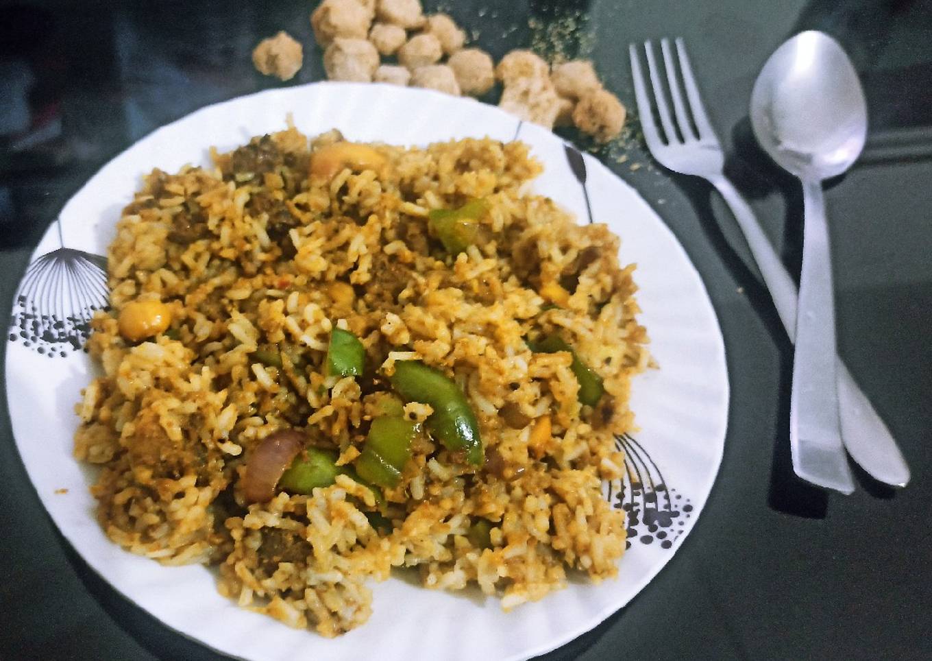 Soyachunk kheema fried rice