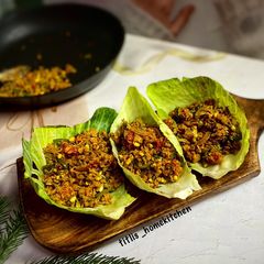 A picture of Soyachunk Moong Sprouts in Lettuce Cups.