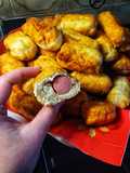 Virslivel töltött lángos