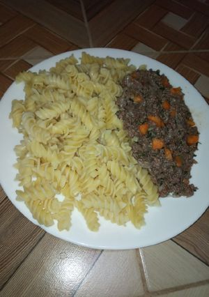 A picture of Macoroni with minced meat stew.