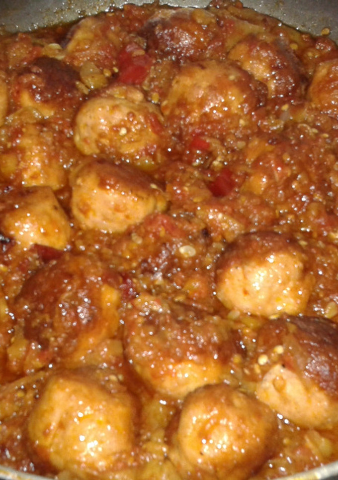 Una foto de Albóndigas con pisto