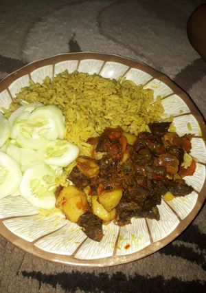 A picture of Rice & potato sauce.