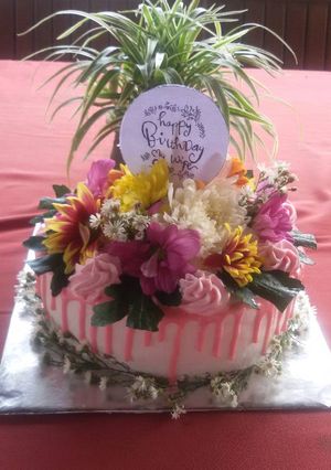 Foto resep Vanila cake with flower theme
