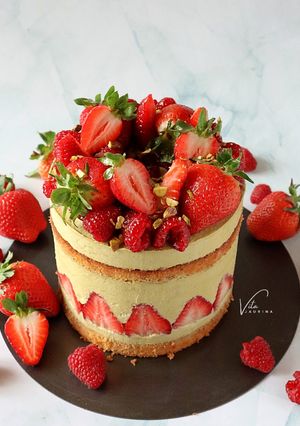 Foto resep Fraisier Cake (with Pistachio)🤩🤩👍