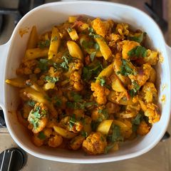 A picture of Cauliflower and potato curry.