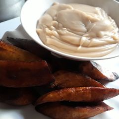 A picture of Fried plantain and pap.