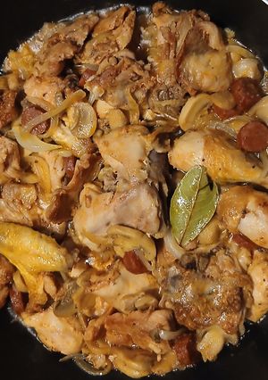 Foto de Frango/bife frito com linguiça