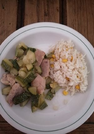 Una foto de Carne de cerdo con calabazas