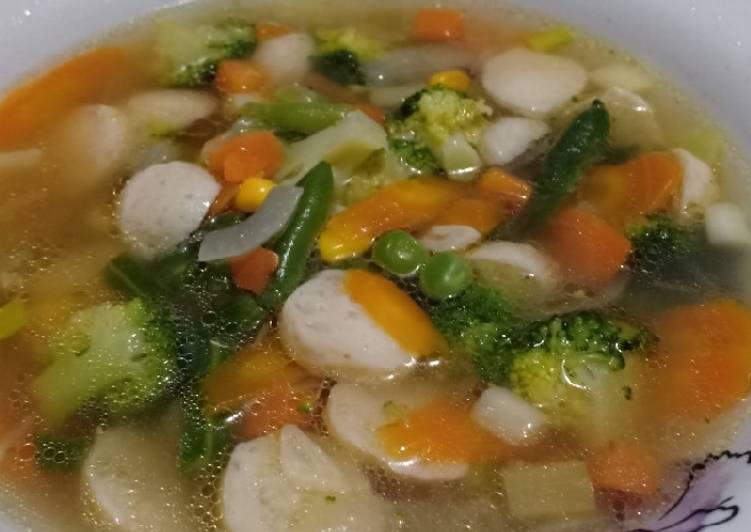 Sop baso ikan brokoli with mix vegetable