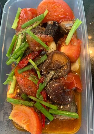 Hình của món Cá kho nấm đông cô và cà.