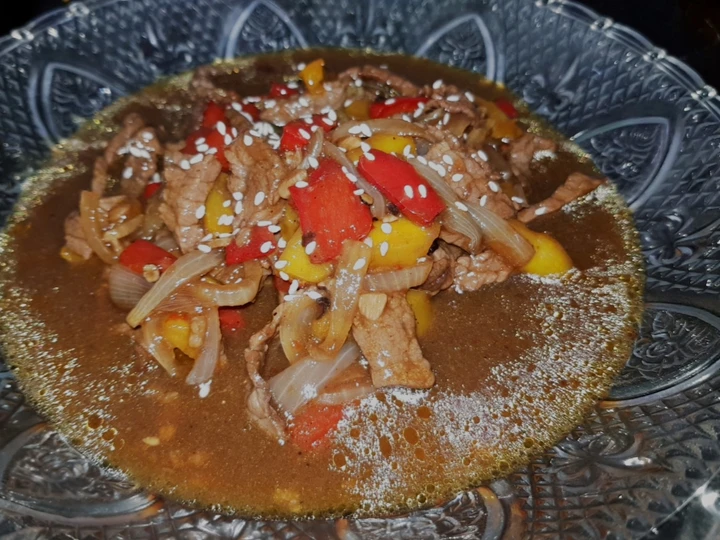 Langkah Gampang Menyiapkan Resep Sapi lada hitam Anti Ribet, Sempurna