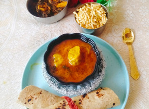 A picture of Gatte ki sabji (Besan ke gatte / Gram flour Curry).