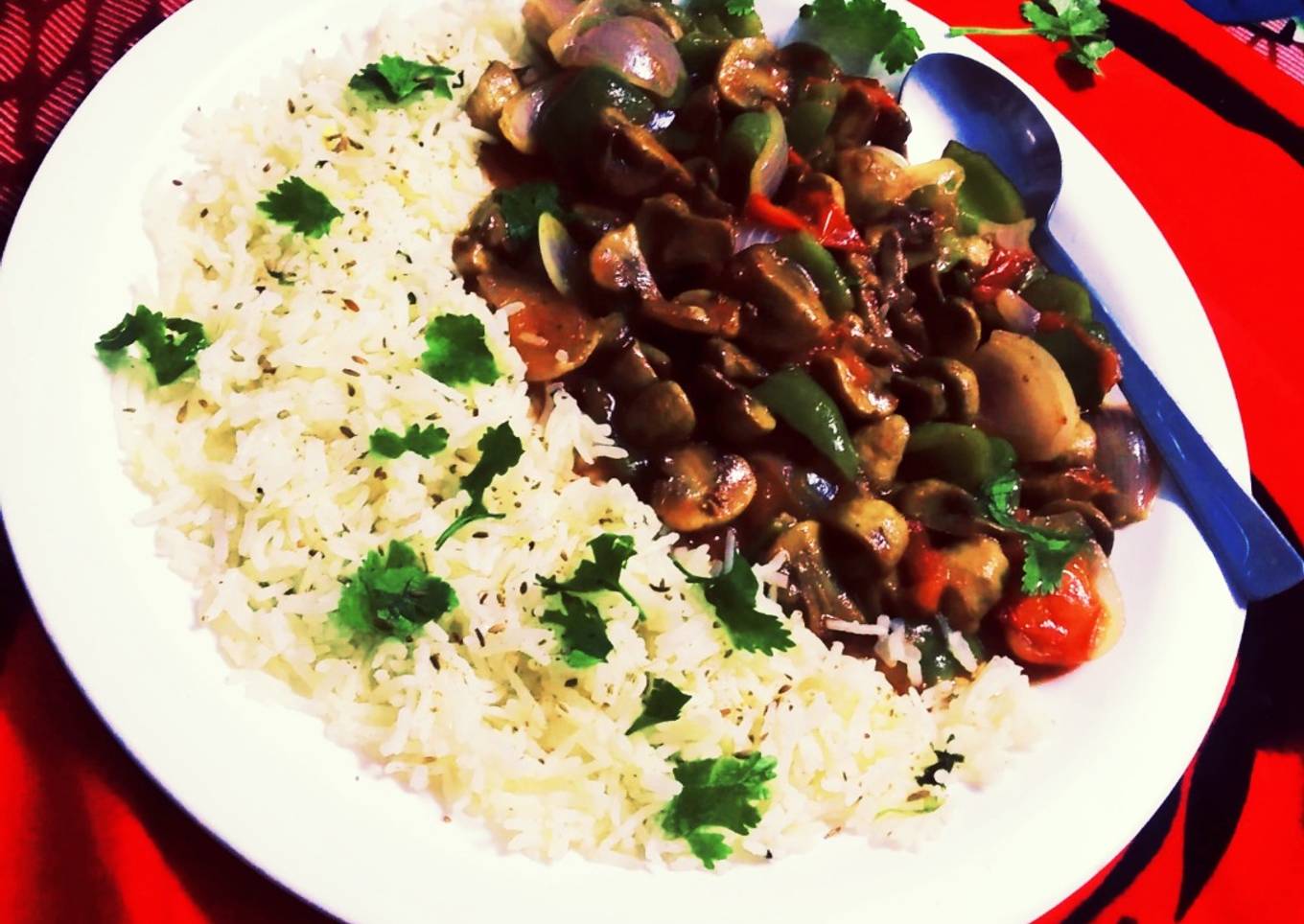 Mushroom Steak with Cumin coriander Rice