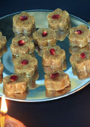 A picture of Chirounji(charoli) ki barfi.