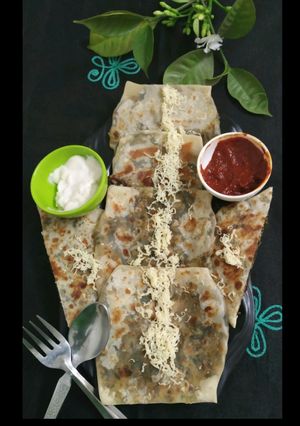 A picture of Turkish/gozleme Feta-Spinach Flatbread.