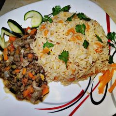 A picture of Mango,Coconut rice#creativericerecipe.