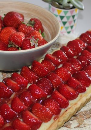 Une photo de Tarte aux fraises et crème pâtissière