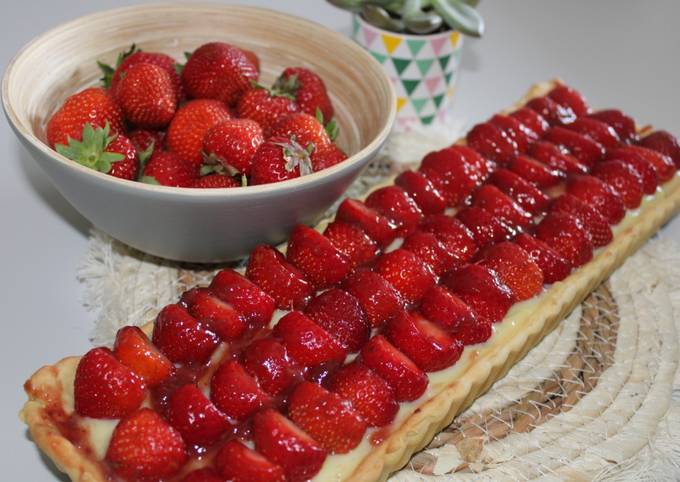 Recette Délicieux Tarte aux fraises et crème pâtissière