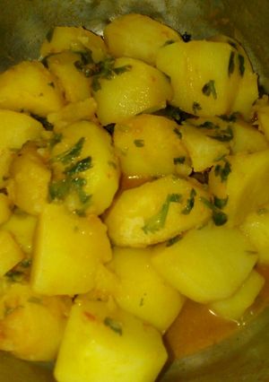 A picture of Turmeric potatoes.