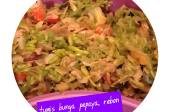 Resep Tumis bunga pepaya rebon Anti Gagal