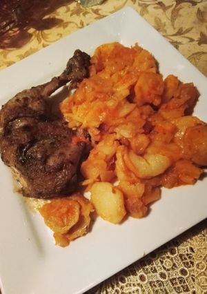 Csirkecomb lecsós krumplival recept fotója