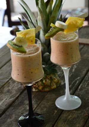 Une photo de Smoothie ananas, banane, kiwi