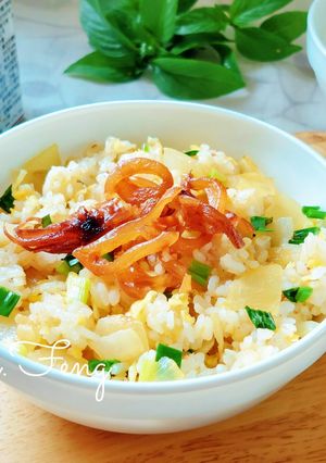 A picture of Spicy Squid XO Sauce Fried Rice.