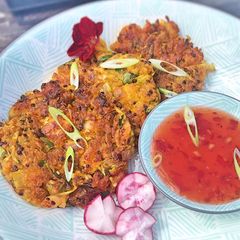 A picture of Quinoa and Prawn Fritters.