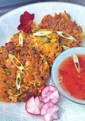 A picture of Quinoa and Prawn Fritters.