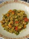 Soja verde, verduras y arroz integral