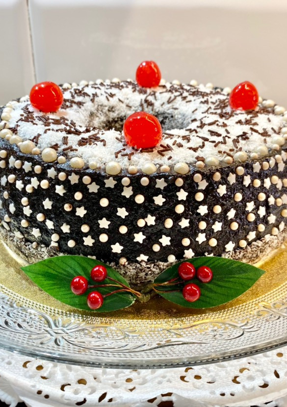 Una foto de Pastel de chocolate con almíbar “sin gluten “