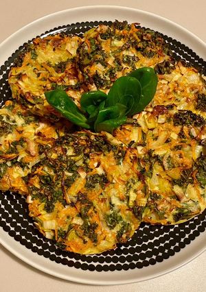 Une photo de Galettes de carottes, poireau et chou kale