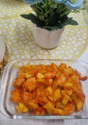 Foto resep Udang, sambal lado dan potato