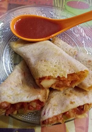 A picture of Beetroot masala instant dosa.