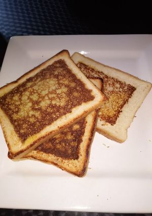 A picture of Rectangular egg banana toast.