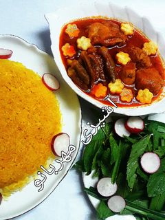عکسی از دستور خورشت بامیه با مرغ